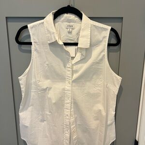 J. Crew White Sleeveless Button Down Shirt